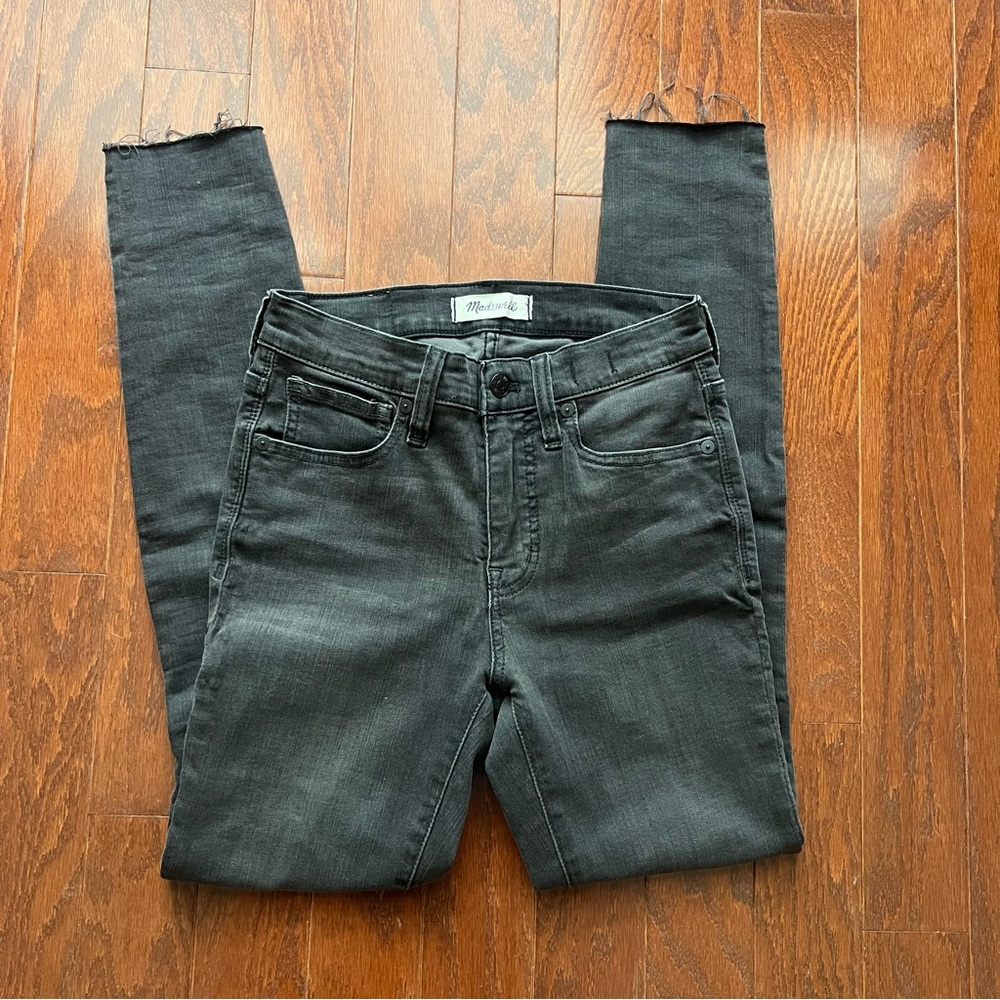 Madewell 9” High Rise Skinny Distressed Black Jeans
